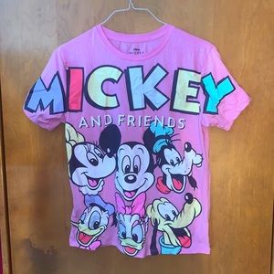 Disney Unisex Mickey and Friends Pink Graphic Tee
